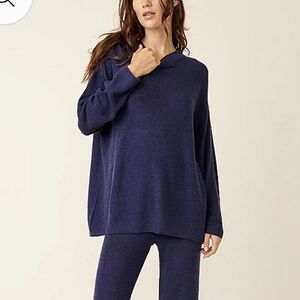 Free People Beach-NWT-Oversized Malibu Sweater Oceana Blue-Size XS